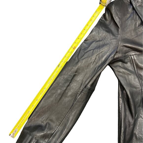 Lady Hathaway Leather Jacket Womens Black Long Sleeve Pockets Button Size XL - Picture 6 of 8